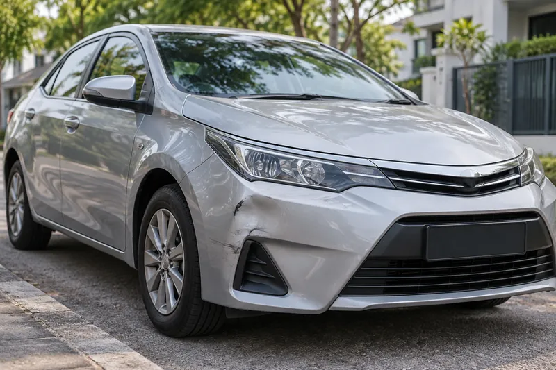 Kemek kecil pada bampar kereta yang diletakkan di tepi jalan.